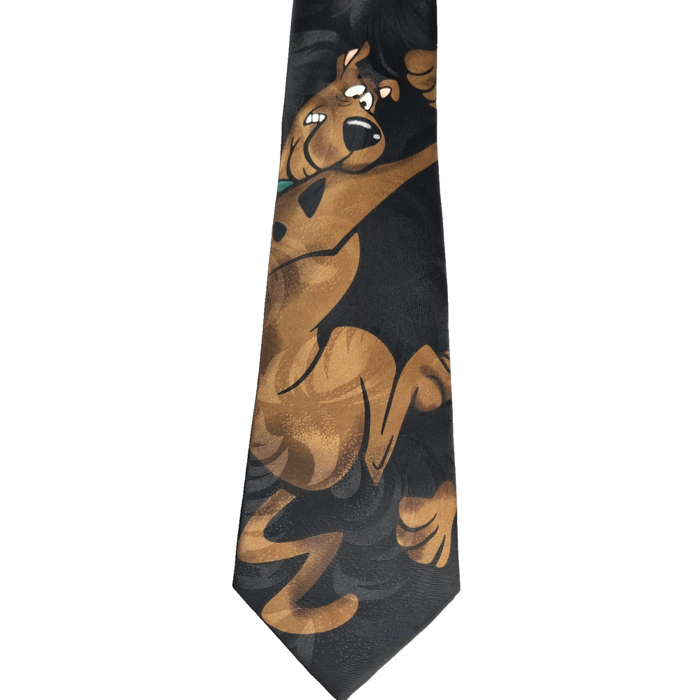 Scooby Doo Vintage Mens Necktie Black Novelty Polyester Cartoon Network Retro Y2